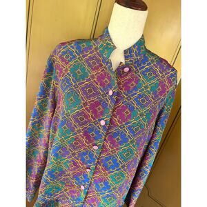 Vintage blouse by PierBé with colorful and graphic pattern, size L